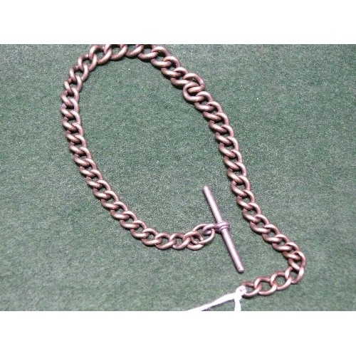 31G - A SILVER WATCH CHAIN WITH T BAR