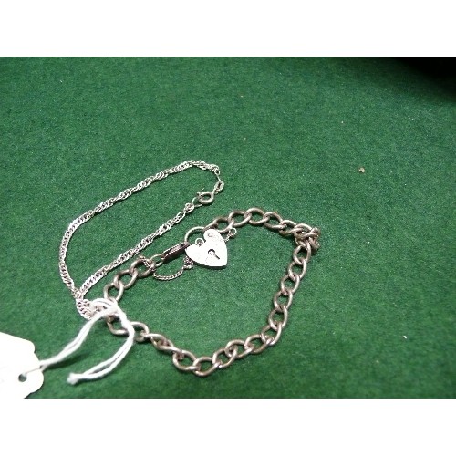 31H - A CHUNKY SILVER BRACELET PLUS A SILVER CHAIN BRACELET