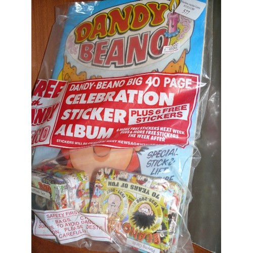 128 - DANDY'S BEANOS AND VIZ. COMICS CUFFLINKS AND PLAYING CARDS. IN ORIGINAL PLASTIC BAG.