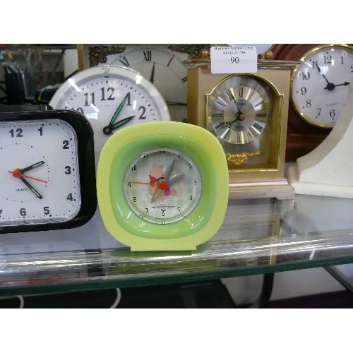 90 - A LARGE COLLECTION OF VARIOUS MANTLE AND WALL CLOCKS