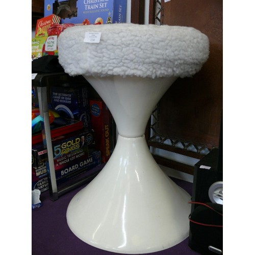 114 - A RETRO 1970'S SPACE AGE STOOL WITH PADDED SEAT