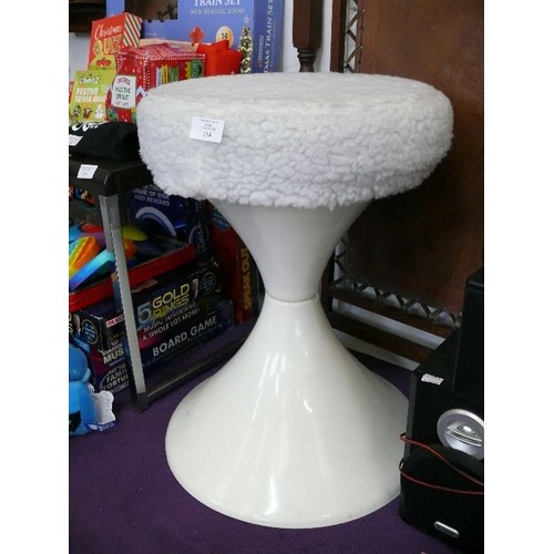 114 - A RETRO 1970'S SPACE AGE STOOL WITH PADDED SEAT