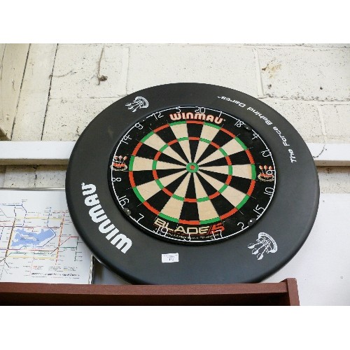 132 - A WINMAU BLADE 5 DARTBOARD WITH PRACTICE RING