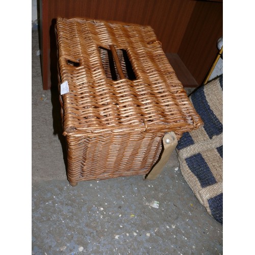 137 - A LARGE WICKER BASKET WITH CARRY STRAP