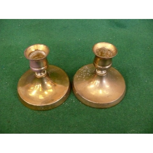 240 - A PAIR OF MATCHING BRASS CANDLESTICKS