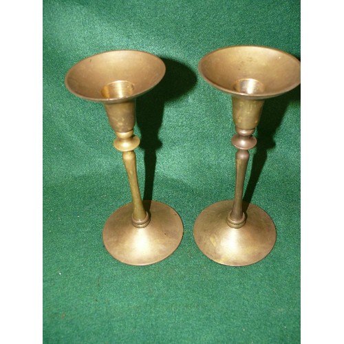 237 - A PAIR OF MATCHING BRASS CANDLESTICKS