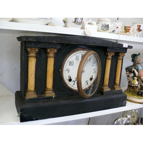 159 - A LARGE WOODEN MANTLE CLOCK