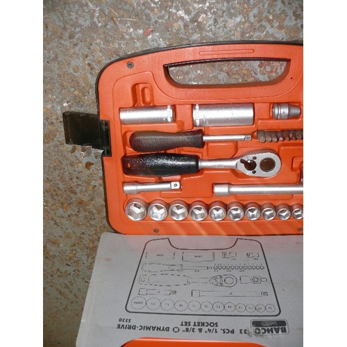 300 - A BAHCO 33 PIECE 1/4 & 3/8 DRIVE SOCKET SET 8-22MM (ORANGE CASE)