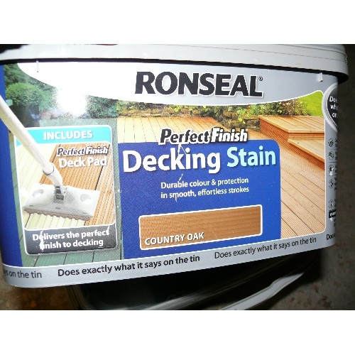 307 - TWO TUBS OF RONSEAL PERFECT FINISH DECKING STAIN IN COUNTRY OAK