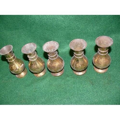 233 - 5 MATCHING BRASS VASES