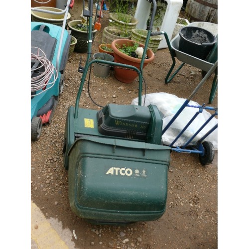 354 - ELECTRIC CYLINDER LAWNMOWER ATCO WINDSOR 14S WITH SCARRIFIER ATTACHMENT