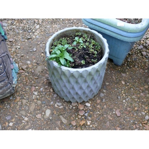 348 - 3 PLANTERS LARGE ONE WITH TRIVET AND SMALL PLANTER