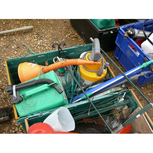 379 - TWO TRAYS OF MIXED ITEMS INCLUDING SPRAYER, FUNNEL, PETROL CAN ETC TRAYS NOT INCLUDED.