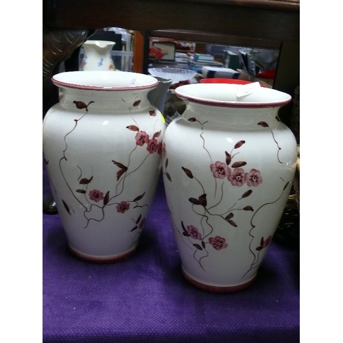 251 - A PAIR OF LARGE DECORATIVE FLORAL VASES