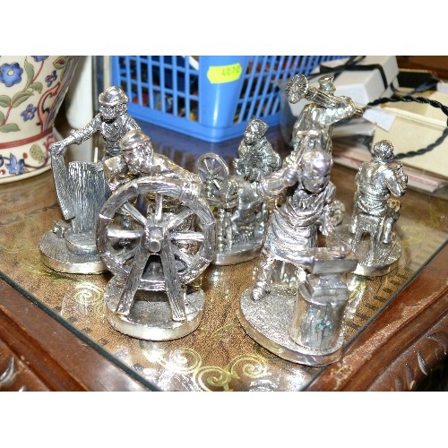 198 - A COLLECTION OF 6 ROYAL HAMPSHIRE PEWTER FIGURES SCULPTED BY R. HARDY