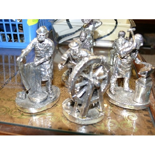 198 - A COLLECTION OF 6 ROYAL HAMPSHIRE PEWTER FIGURES SCULPTED BY R. HARDY