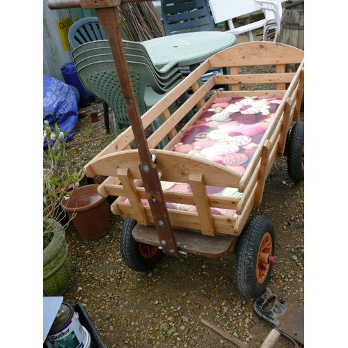 368 - PULL ALONG GARDEN CART WITH PADDED SEAT