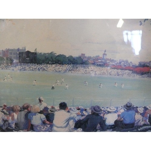 174 - THREE FRAMED AND GLAZED PRINTS OF VILLAGE CRICKET MATCHES (ONE FRAME HAS COME APART BUT ALL PIECES A... 