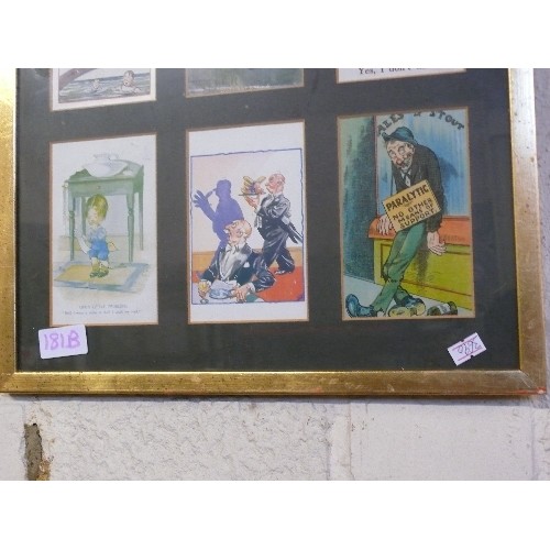 181B - FRAMED GLAZED DISPLAY OF ADVERTISING CARTOONS.