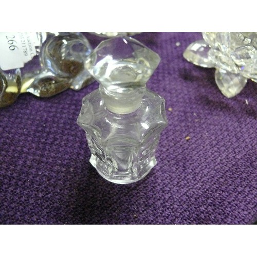 266 - A SELECTION OF CRYSTAL ITEMS TO INCLUDE A DOG, A ROCKING HORSE, A PERFUME BOTTLE AND A FLOWER.