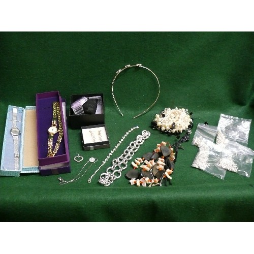 185 - A MIXED BOX OF COSTUME JEWELLERY