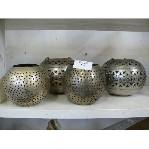 156 - 4 DECORATIVE METAL TEALIGHT HOLDERS