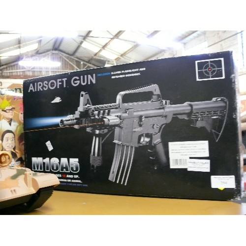 294 - AIRSOFT GUN M16A5, AGED 18 UPWARDS, INFRARED GUNSIGHT.