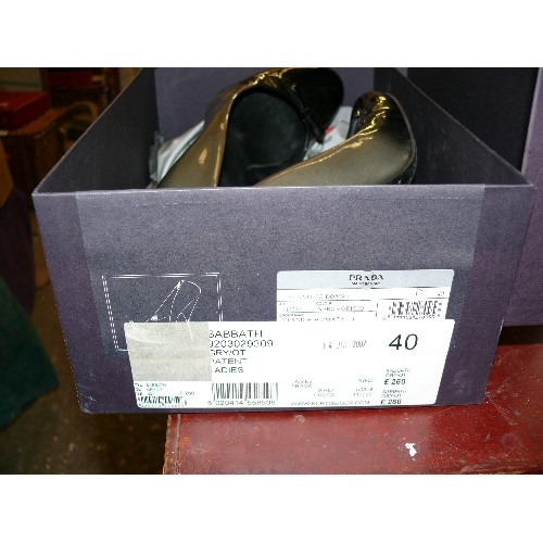 295 - PRADA STILLETTO SHOES, SIZE 40, BOXED PLUS A PAIR OF STILLETTO L K BENNETT SHOWS, SIZE 40 WITH BOX.