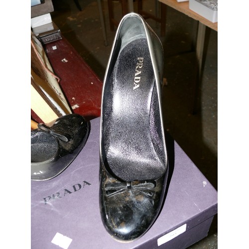 295 - PRADA STILLETTO SHOES, SIZE 40, BOXED PLUS A PAIR OF STILLETTO L K BENNETT SHOWS, SIZE 40 WITH BOX.