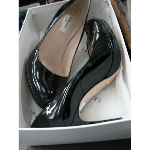 295 - PRADA STILLETTO SHOES, SIZE 40, BOXED PLUS A PAIR OF STILLETTO L K BENNETT SHOWS, SIZE 40 WITH BOX.