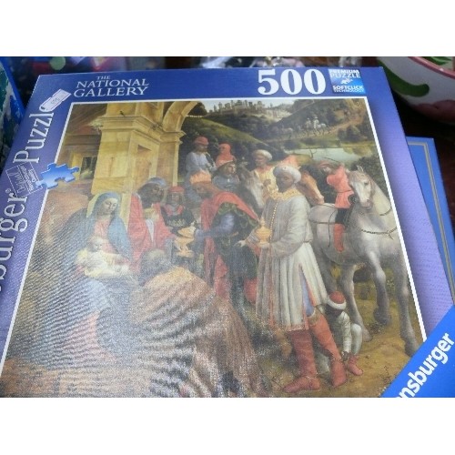 429 - SEVERAL JIGSAWS -  THE KITCHEN CUPBOARD, SEALED,  PADSTOW HARBOUR,  PUZZLE SPORT AND GO STACKABLE TR... 