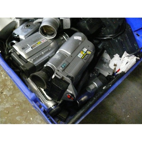 436 - LARGE CRATE OF CAM CORDERS/CINE  INCLUDING HITACHI AND SONY ETC.