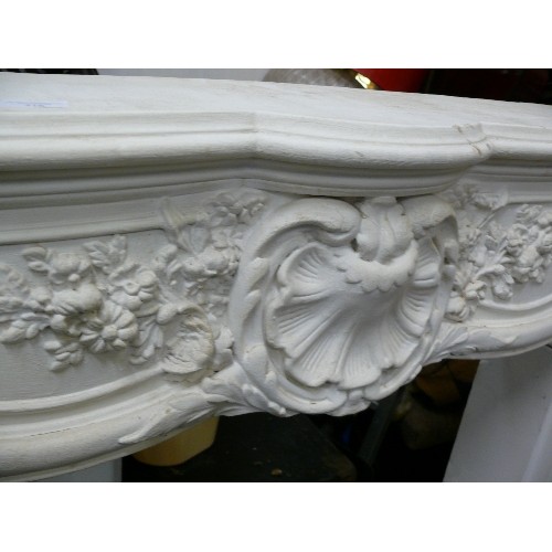 516 - LARGE FRENCH STYLE WHITE COMPOSITE FIRE PLACE SURROUND