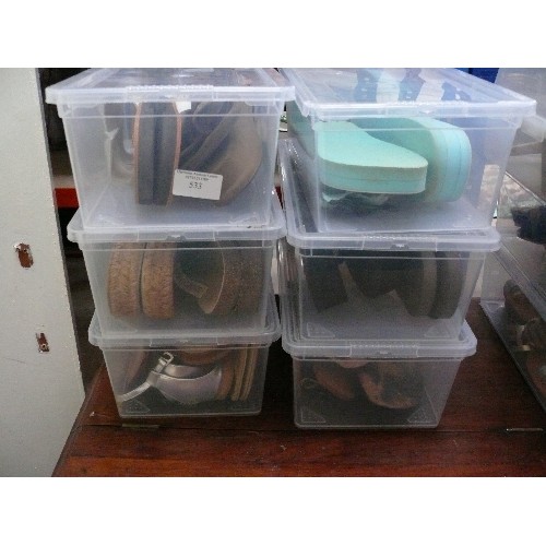 533 - 6 CONTAINERS OF LADIES SANDALS, SIZE 7