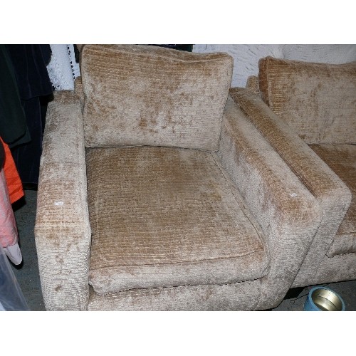 525A - 2  X CHENILLE NEUTRAL ARMCHAIRS