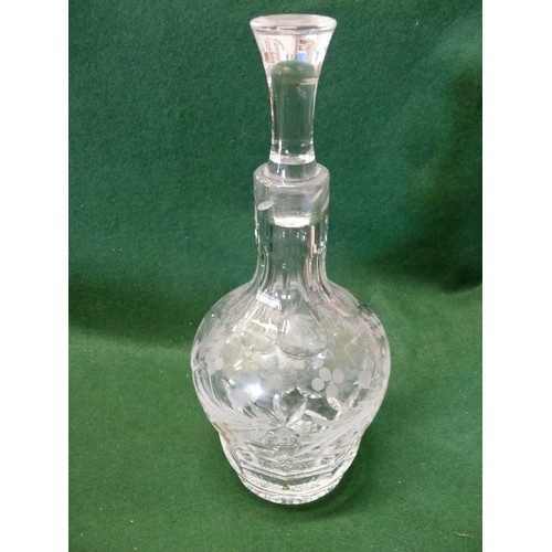 75 - A VERY ATTRACTIVE CRYSTAL DECANTER WITH GRAPE DECORATION BY ATLANTIS CRYSTAL PLUS A HEAVY CRYSTAL BO... 