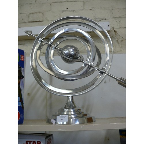 84 - A VERY LOVELY GOOD QUALITY ALUMINUM ARMILLARY SPHERE