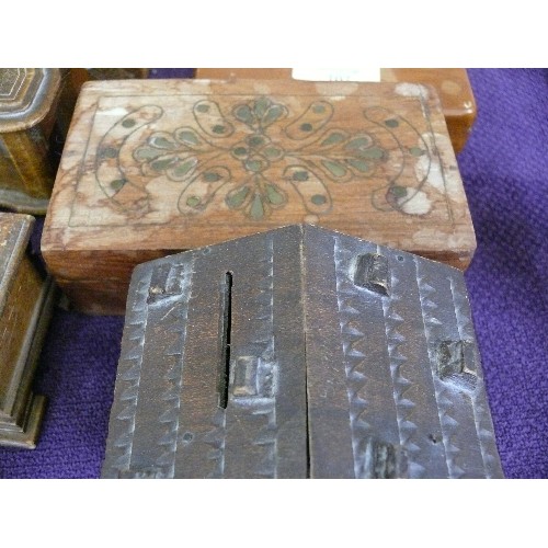 107 - A NICE SELECTION OF DECORATIVE WOODEN CIGARETTE AND TRINKET BOXES