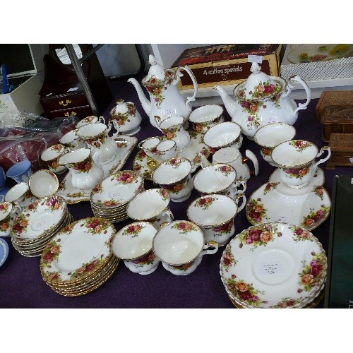 108 - A VERY LARGE QUANTITY OF ROYAL ALBERT OLD COUNTRY ROSES CHINA TO INCLUDE TEAPOT, COFFEE POT,  TEACUP... 