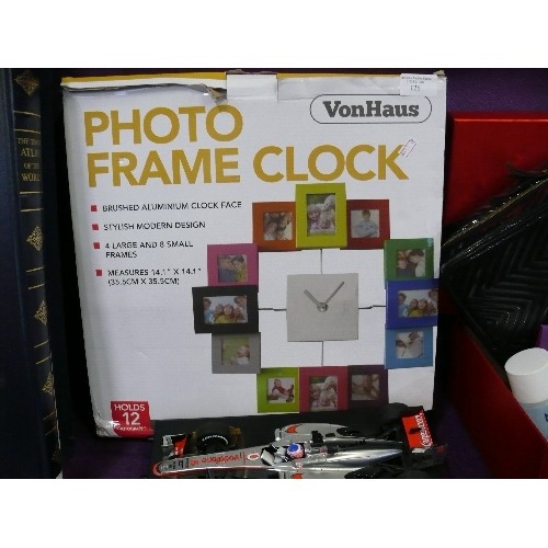 126 - A COLOURFUL PHOTO FRAME CLOCK BY VONHAUS IN ORIGINAL BOX