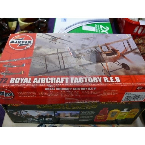 148 - A NEW AND SEALED 1:72 SCALE AIRFIX MODEL KIT OF ROYAL AIRCRAT FACTORY R.E.8 PLUS A REVELL MODEL KIT ... 