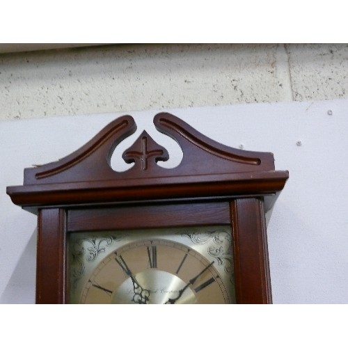 160 - A WOODEN CASED WALL CLOCK