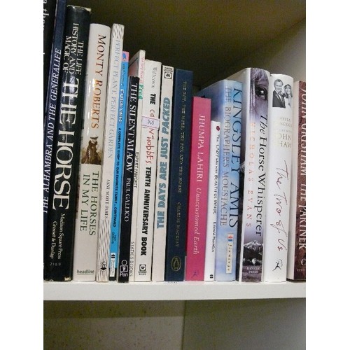 201 - FIVE CUBES OF VARIOUS BOOKS TO INCLUDE COOKERY AND HORSE BOOKS