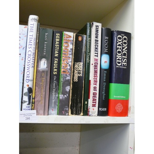 201 - FIVE CUBES OF VARIOUS BOOKS TO INCLUDE COOKERY AND HORSE BOOKS