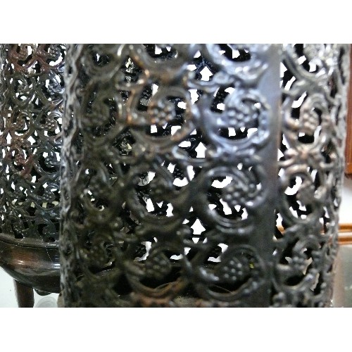 174 - A PAIR OF MOROCCAN STYLE METAL CANDLE HOLDERS 15