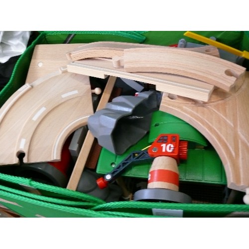261 - LARGE STORAGE BOX WITH CONTENTS OF BRIO TRAIN TRACK AND ACCESSORIES, STORAGE BOX FOLDS OUT INTO A PL... 