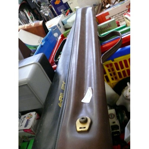 267 - A JIMMY WHITE POOL CUE IN FAUX LEATHER CASE PLUS A RILEY POOL CUE ALSO IN ORIGINAL CASE.