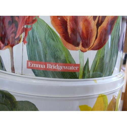 272 - A SET OF THREE NESTING STORAGE TINS WITH 'FLOWERS' BY EMMA BRIDGEWATER.