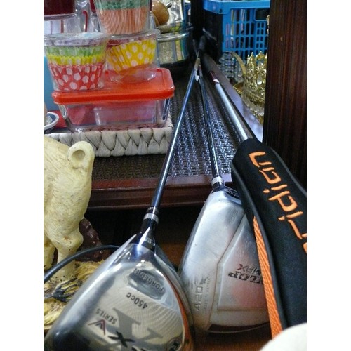 290 - THREE WOODS GOLF CLUBS BY DUNLOP, R.A.M AND MERIDIAN