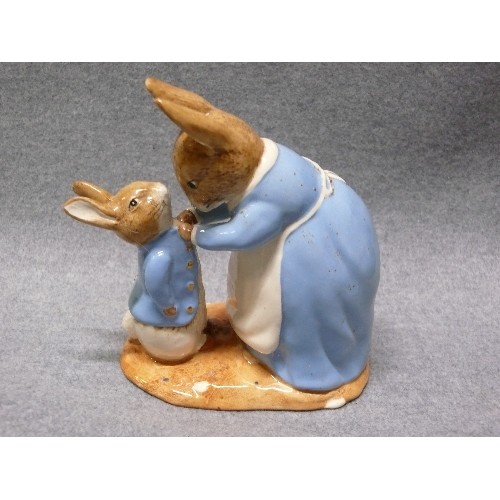 2 - BESWICK MRS RABBIT AND PETER FIGURE AND TABITHA TWITCHIT AND MOPPET FIGURE.